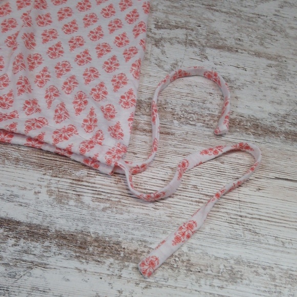 Patterned Tie Waist Linen Short Sleeve Blouse T Shirt Top - Picture 2 of 8